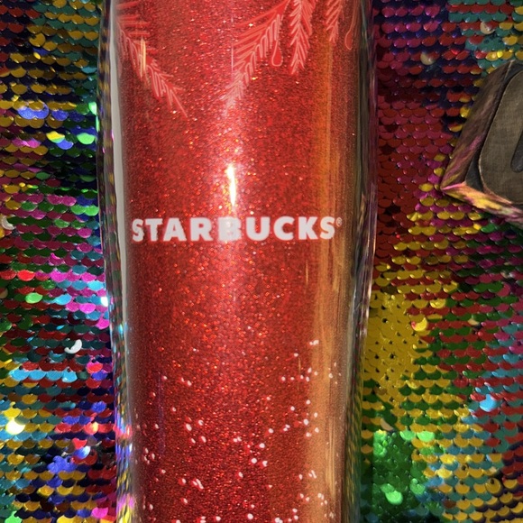 🆕🧜‍♀️STARBUCKS 2020 Holiday Red Glitter 16 oz. Holiday Insulated Travel Tumbler - Picture 2 of 8